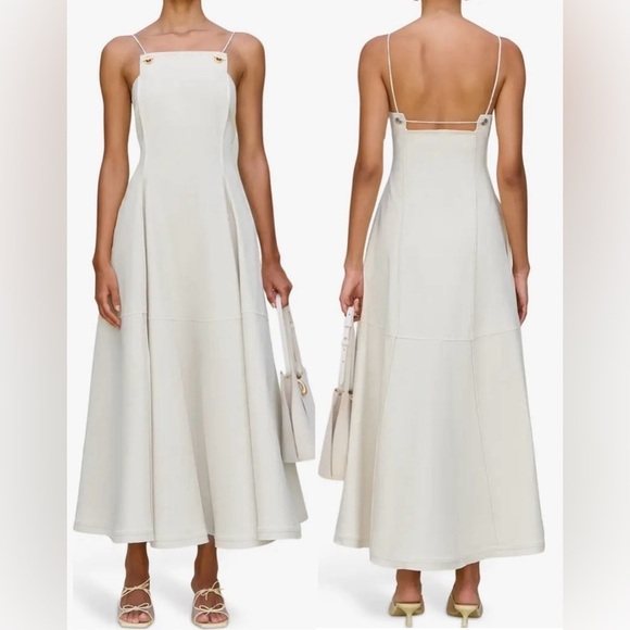 cult gaia Dresses & Skirts - NEW CULT GAIA Maka White Stretch Cotton Denim Maxi Cocktail Dress sz M